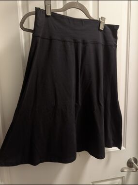 Black A-Line Skirt with Wide Fold-Over Waistband